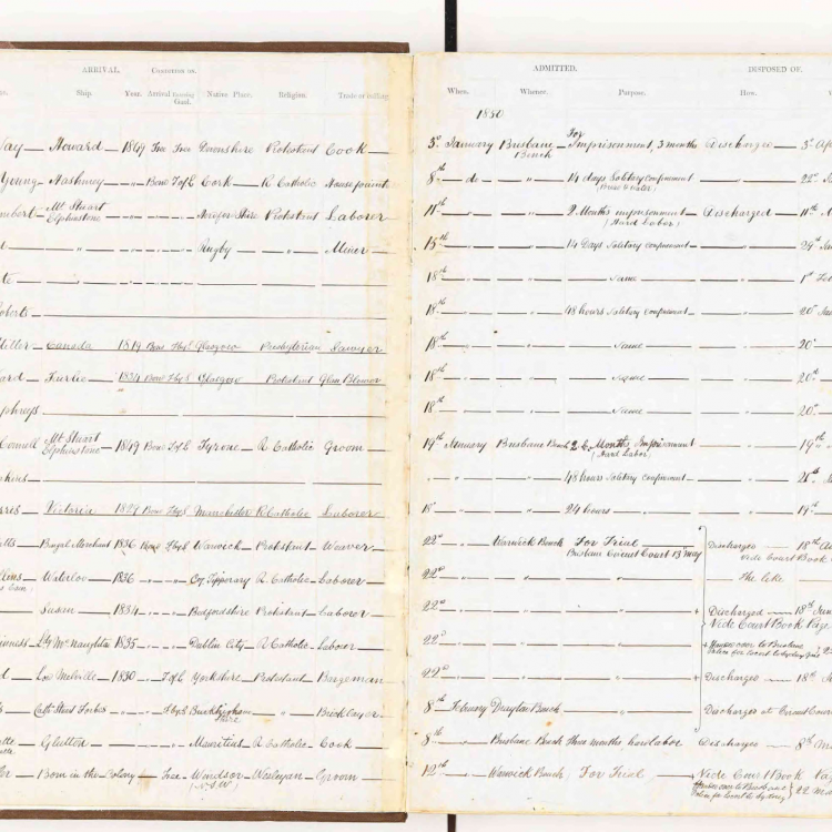 Register of male and female prisoners admitted - HM Gaol, Brisbane (Boggo Road)