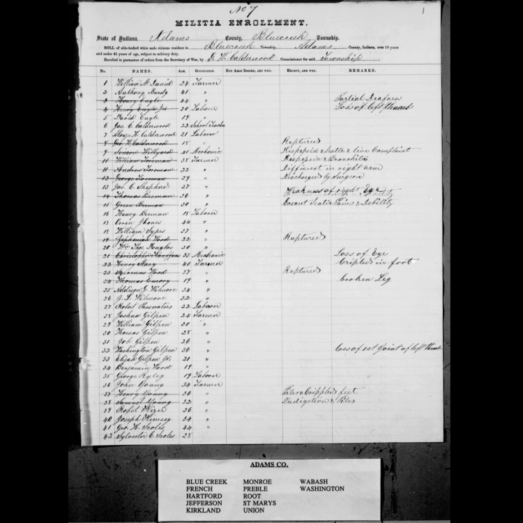 Indiana Draft Enrollment Lists of 1862